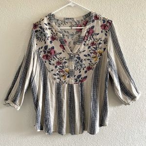 Figueroa & Flower striped and floral blouse size L